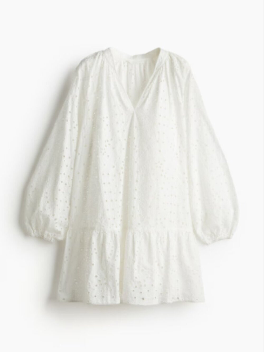 H&M Broderie Anglaise White Embroidered Eyelet Swim Coverup Summer Dress, XL